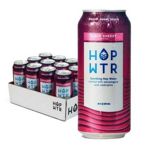 Hop Water, Sparkling Hop Water Black Cherry, 16 Oz (Case Of 12)