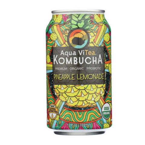 Aqua Vitea, Organic Tea Kombucha Pineapple Lemonade Drink, 12 Oz (Case Of 12) Aqua Vitea