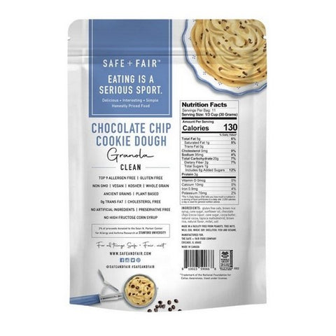 Safe Plus Fair Food Company, Chocolate Chip Cookie Dough Granola, 12 Oz (Case Of 6)