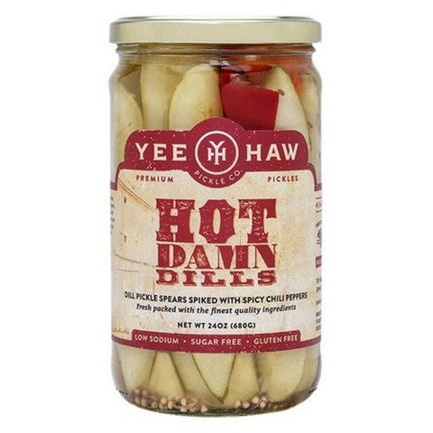 Yee Haw Pickle Company, Hot Damn Dills Pickles, 24 Oz (Case Of 6) Yee Haw Pickle Company