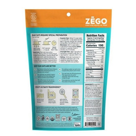 Zego, Organic Oats Double Protein Bag, 14 Oz (Case Of 5)