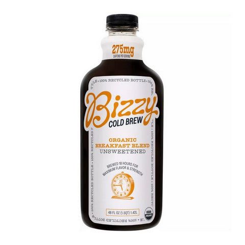Organic Cold Brew Coffee Breakfast Blend Unsweetened 48 Oz (Case Of 6) by Bizzy Coffee