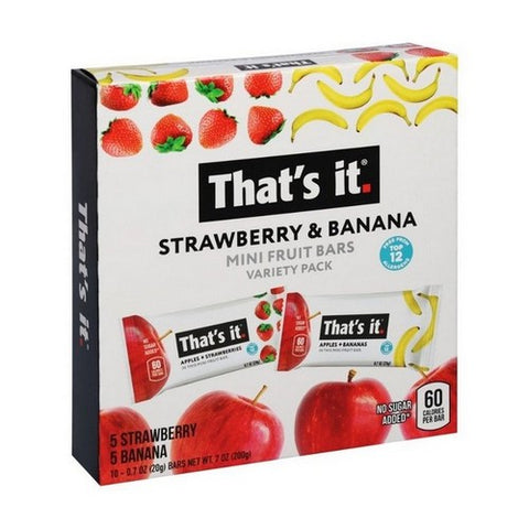That's It, Strawberry And Banana Mini Fruit Bars, 0.7 Oz X 10 Count (Case Of 6)