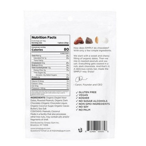 Simplygum, Salted Peanut Candy Bars, 4.5 Oz (Case Of 6) Simplygum