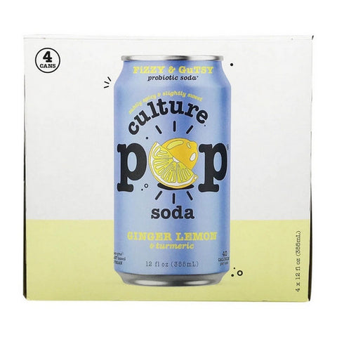 Ginger Lemon Soda 12 Oz X 4 Count (Case Of 6) by Culture Pop