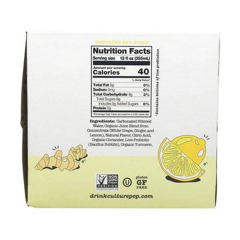 Culture Pop, Ginger Lemon Soda, 12 Oz X 4 Count (Case Of 6) Culture Pop