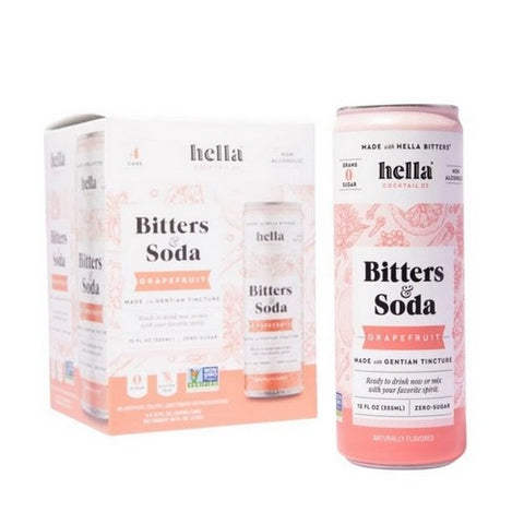 Hella Cocktail, Bitters And Soda Dry Grapefruit, 12 Oz X 4 Count (Case Of 6)
