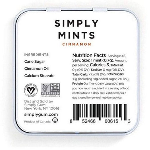 Simplygum, Cinnamon Mints, 30 Count (Case Of 6) Simplygum