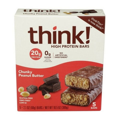 Think!, High Protein Bars Chunky Peanut Butter, 2.1 Oz X 5 Count (Case Of 6)