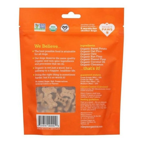Riley's Organic, Organic Dog Treats Sweet Potato Recipe Small, 5 Oz (Case Of 6) Riley's Organic