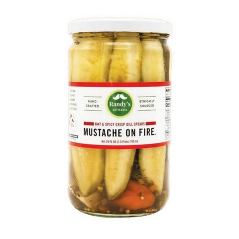 Randys Pickles, Mustache On Fire Hot And Spicy Dill Pickle Spears, 24 Oz (Case Of 6)