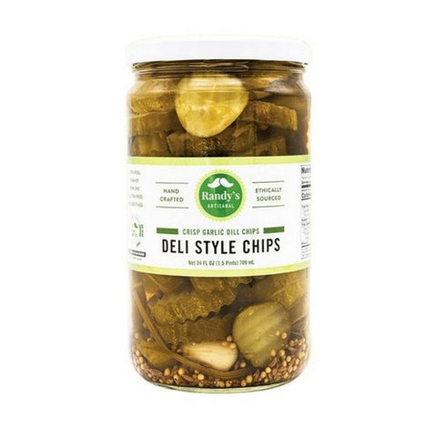 Randys Pickles, Deli Style Crisp Garlic Dill Chips, 24 Oz (Case Of 6)