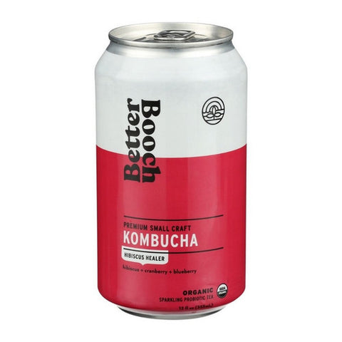Organic Hibiscus Healer Kombucha With Hibiscus Plus Cranberry Plus Blueberry 12 Oz X 4 Count (Case Of 6) by Better Booch