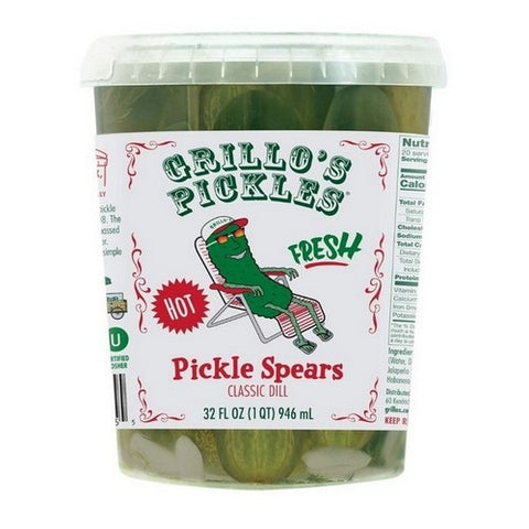 Grillo's Pickles, Pickle Spears Hot Italian Dill Spears, 32 Oz (Case Of 6)