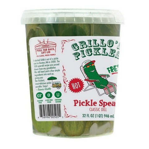Grillo's Pickles, Pickle Spears Hot Italian Dill Spears, 32 Oz (Case Of 6)