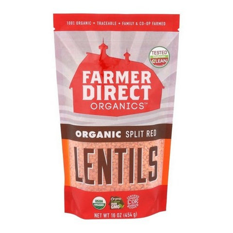 Farmer Direct Foods, Organic Split Red Lentils, 16 Oz (Case Of 6)