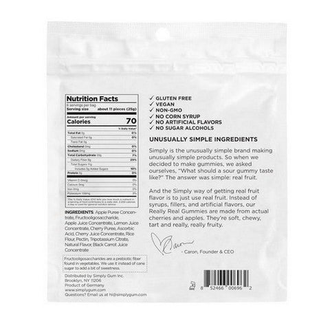 Simplygum, Sour Apple And Cherry Fruit Bites, 5.3 Oz (Case Of 6) Simplygum