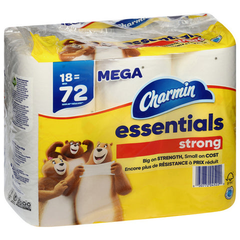 Charmin, Essentials Strong Toilet Paper 18 Mega Rolls, 840 Square Feet / 18 Rolls