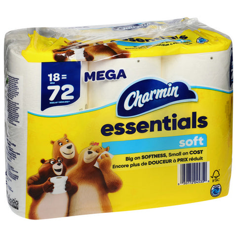 Charmin, Essentials Strong Toilet Paper 18 Mega Rolls, 645 Square Feet / 18 Rolls