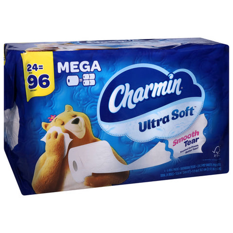 Charmin, Ultra Soft Toilet Paper 24 Mega Rolls, 474 Square Feet / 24 Rolls