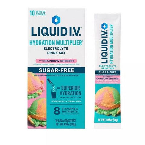 Liquid I.V, Hydration Multiplier Vegan Powder Rainbow Sherbert, 10 Count Liquid I.V
