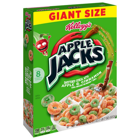 Kellogg's, Giant Size Apple Jacks Cinnamon Cereal, 23 Oz (Case Of 10)