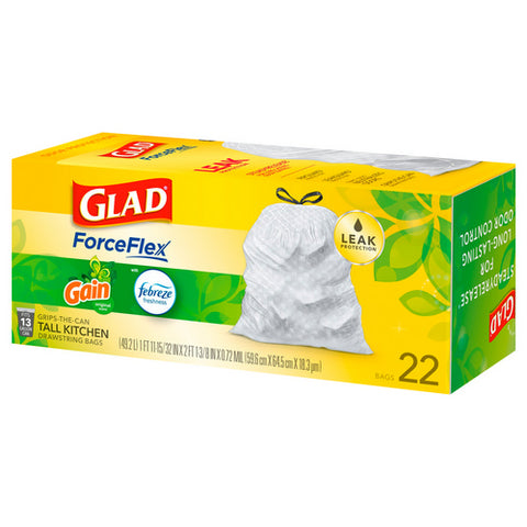 Glad, Forceflex Tall Kitchen Bags, 22 Count (Case Of 6)