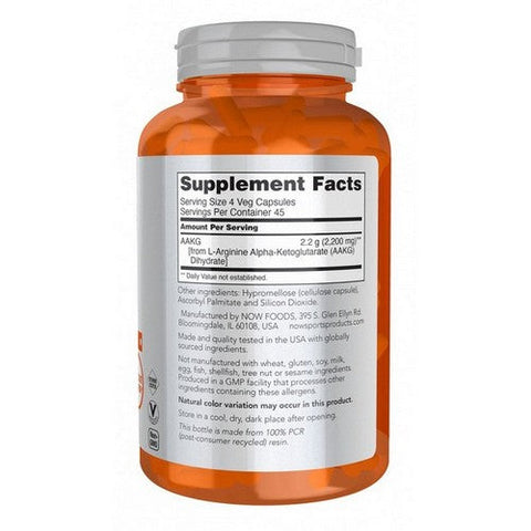 Now Foods, AAKG 2200, 180 Veggie Capsules Now Foods
