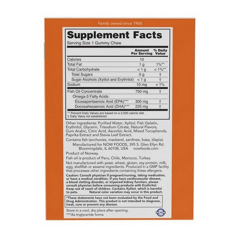 Now Foods, Omega 3 Fish Oil Gummy, 36 Chews