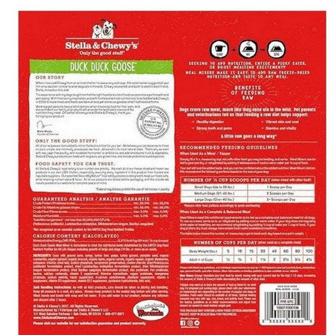 Stella & Chewy's, Freeze Dried Raw Duck Duck Goose Meal Mixer Dog Food Topper for Small & Large Breeds, 18 Oz Stella & Chewy's
