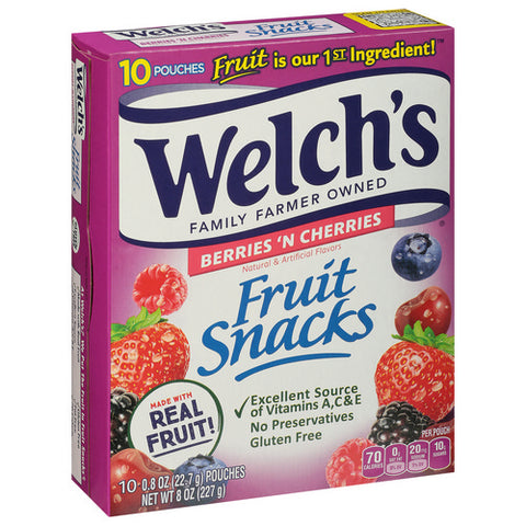 Welch's, Fruit Snacks Berries N Cherries, 8 Oz (Case Of 8)