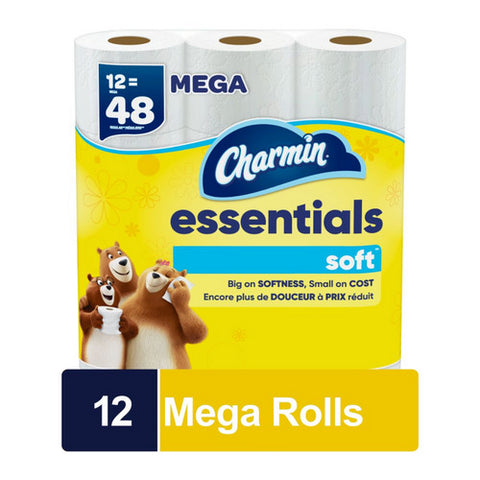 Charmin, Essentials 2 Ply Soft Mega Toilet Paper Rolls, 431 Square Feets (Case Of 4)