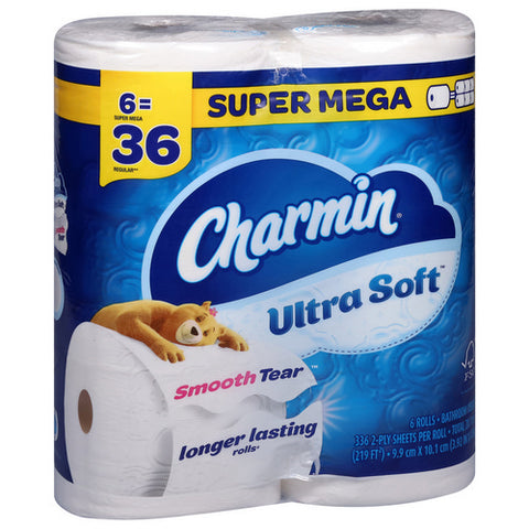 Charmin, Ultra Soft 2 Ply Super Mega Bathroom Tissue, 219 Square Feets (Case Of 3)