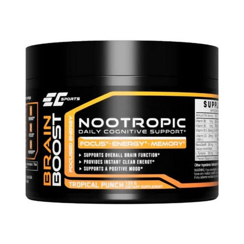 EC Sports, Brain Boost No Tropic Powder Tropical, 133 Grams