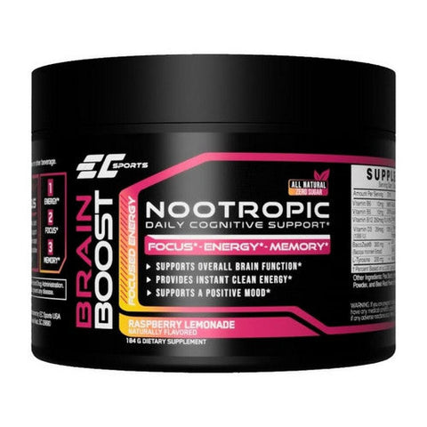 EC Sports, Brain Boost NooTropic Powder Rasp Lemonade, 184 Grams EC Sports