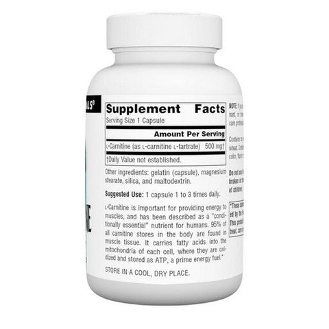 Source Naturals, L-Carnitine, 500 MG, 60 Caps Source Naturals