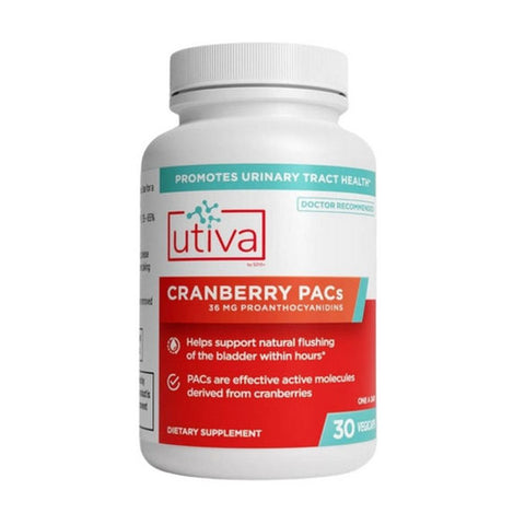 Utiva, Urinary Tract Health Dietary Supplement Cranberry PACs, 30 Capsules