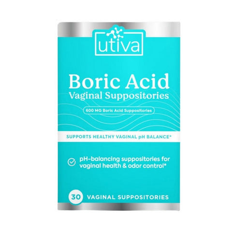 Utiva, Boric Acid Vaginal Suppositories, 30 Capsules