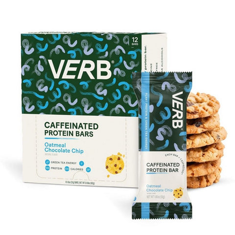 Verb Energy, Oatmeal Chocolate Chip Caffeinated Protein Bars, 12 Count