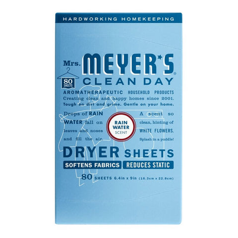 Mrs. Meyers Clean Day, Rain Water Laundry Dryer Sheets, 80 Count