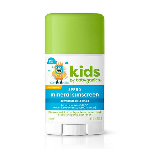 Babyganics, Fragrance-Free Kids Sunscreen Stick SPF 50, 1.6 Oz