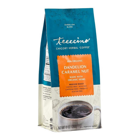 Teeccino, Dandelion Caramel Nut Herbal Coffee, 10 Oz