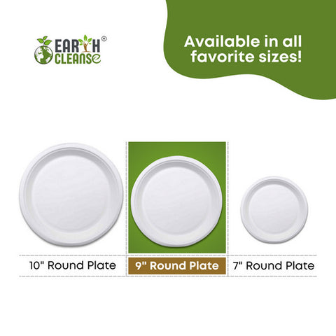 Earth Cleanse, Bagasse 9-Inch Round Plates, Pack of 25