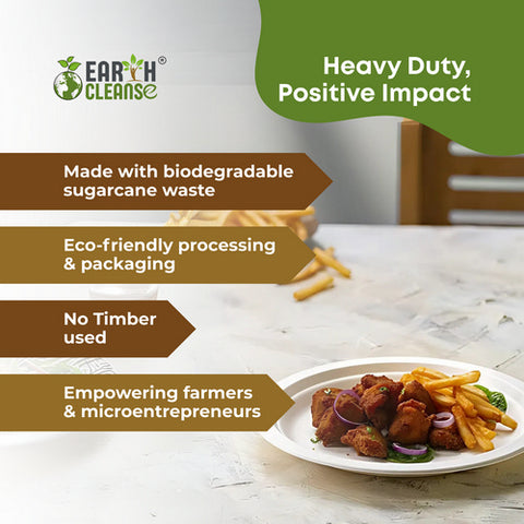 Earth Cleanse, Bagasse 9-Inch Round Plates, Pack of 25