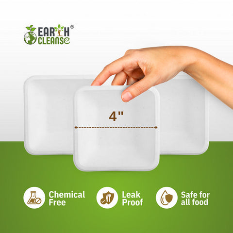 Earth Cleanse, Bagasse 4-Inch Square Bowls, Pack of 50 (5.4 Oz)