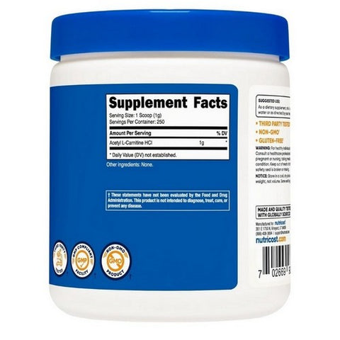 Nutricost, Acetyl L-Carnitine Powder, 250 Grams