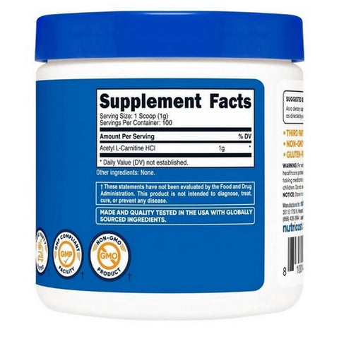 Nutricost, Acetyl L-Carnitine Powder, 100 Grams