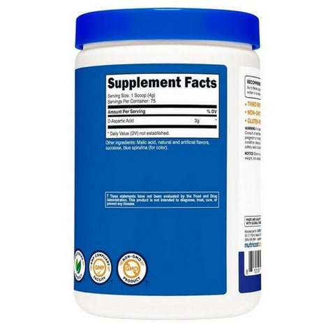 Nutricost, D-Aspartic Acid Powder Blue Raspberry, 300 Grams