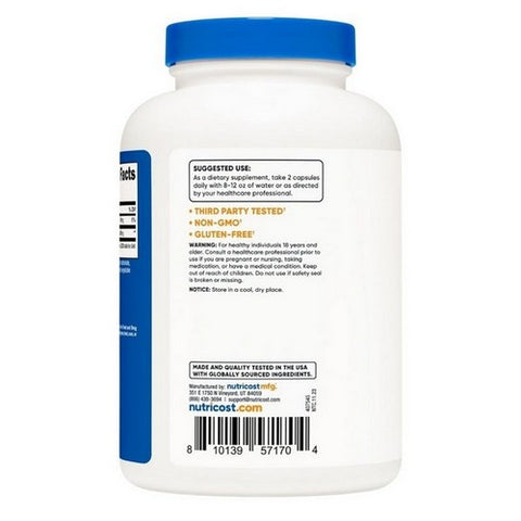 Nutricost, L-Lysine Capsules, 500 Mg, 250 Count