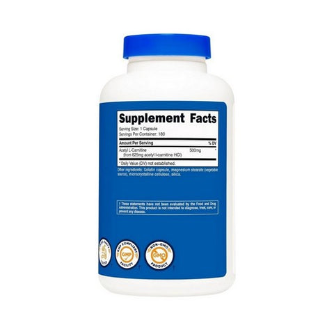 Nutricost, Acetyl L-Carnitine Capsules, 500 Mg, 180 Count